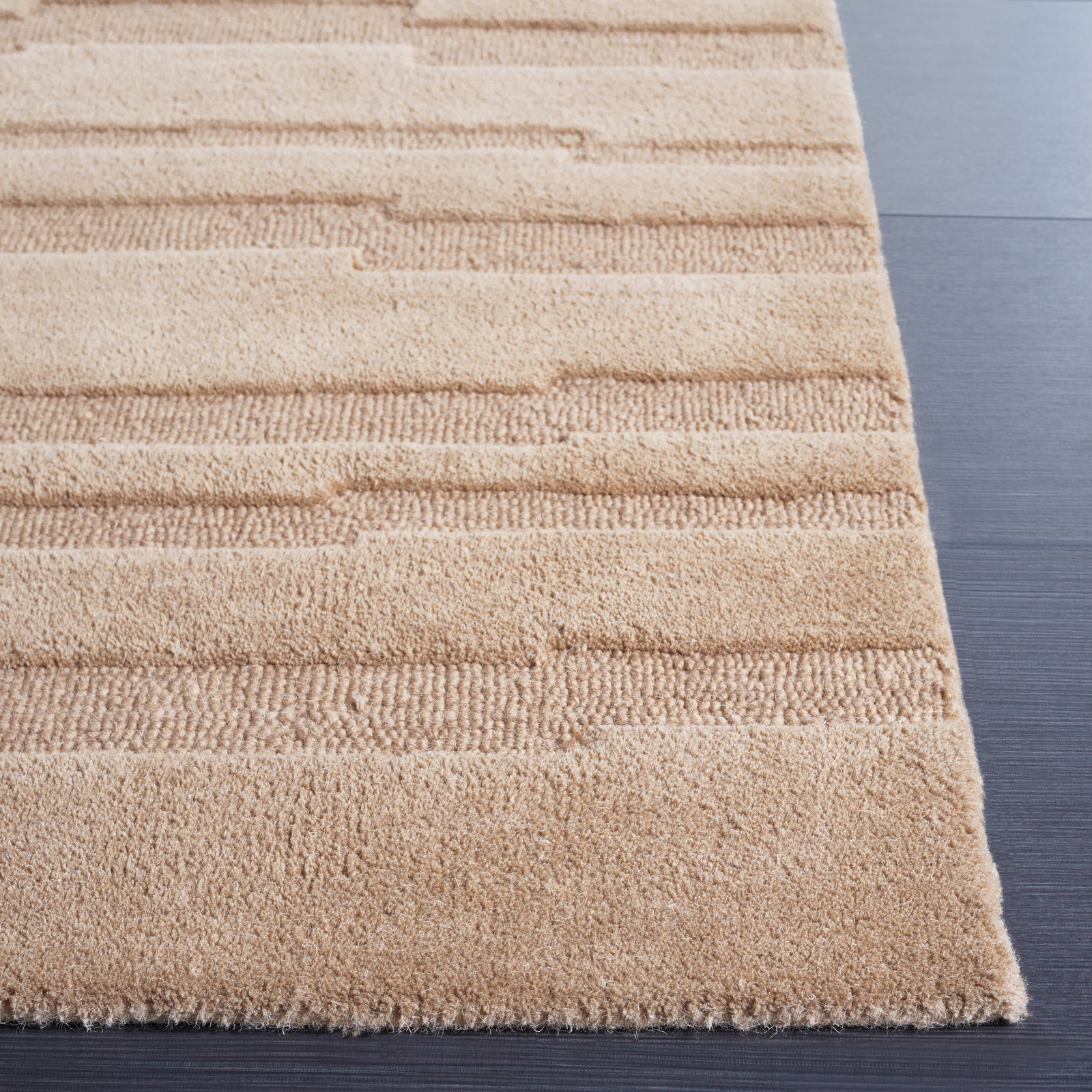 Elona Taupe Hand-Tufted Wool Rug, Square 6'