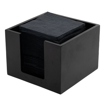  Porte-serviette en bambou noir - 1 étui - 5,5 x 5,5 x 4 pouces - Organisateur carré - Support à cocktail - Plateau ouvert durable - Noir