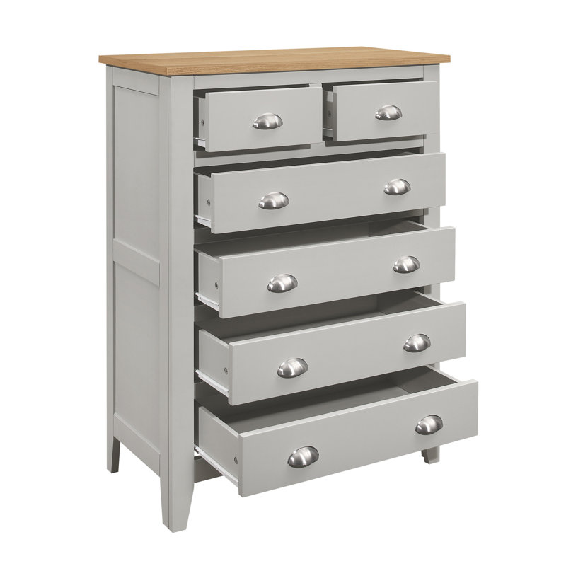 Table de chevet 6 tiroirs Bagley en gris
