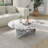 35.43"Modern Round Coffee Table,Glossy Faux Marble Table top-324181186