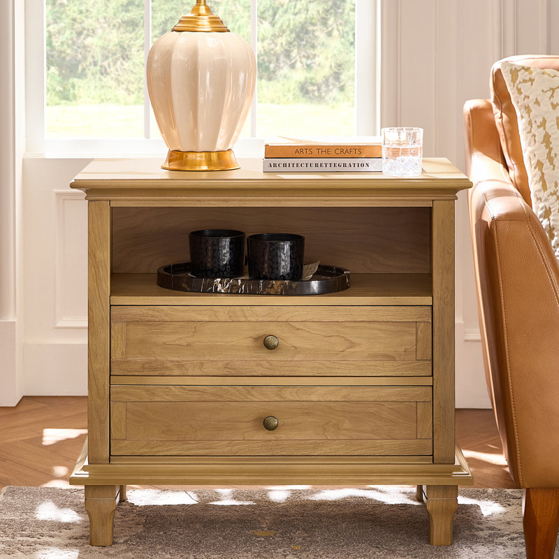 Table de bout avec 2 tiroirs Arthelia, Naturel