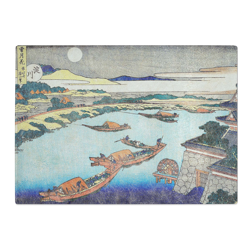Tempered Glass Sun over the Yodo River by Katsushika Hokusai Chopping Board, 39 cm x 28.5 cm