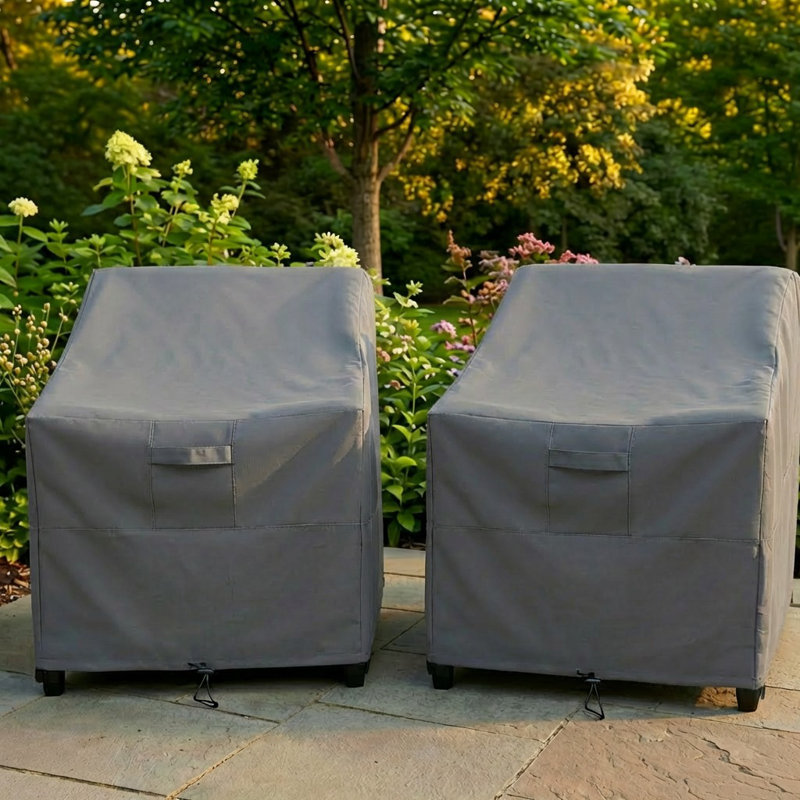 Ensemble de 2 housses de chaise de patio robustes de qualité supérieure - Protecteur respirant et résistant avec PVC résistant à l'eau, ourlet élastique réglable, sangles à fermeture à pression et évents - Goodman