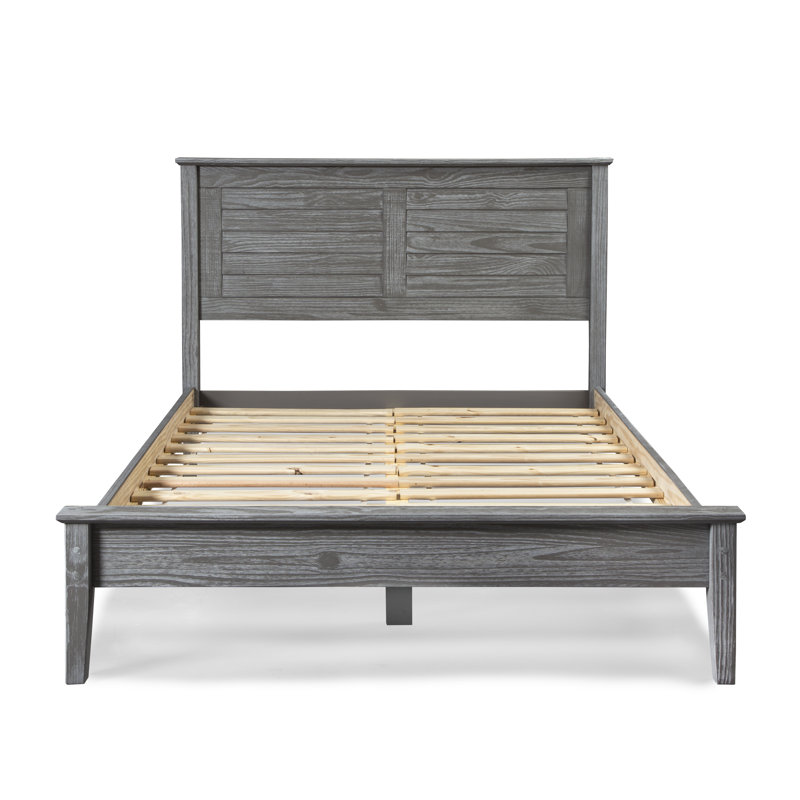 Greenport Solid Wood Louvered Bed, Brushed Gray, Full