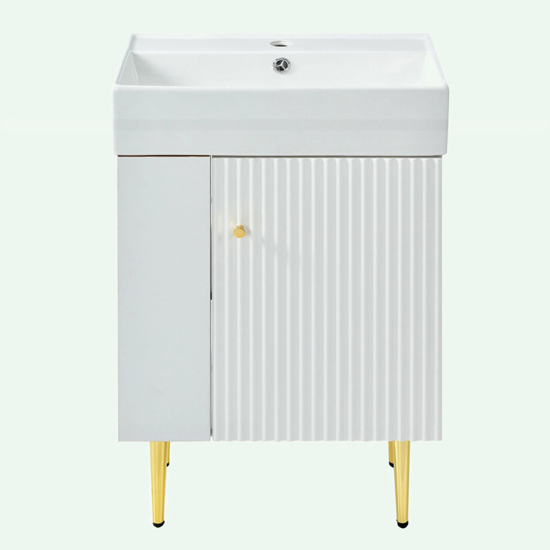 Meuble-lavabo moderne sans lavabo avec rangement à droite