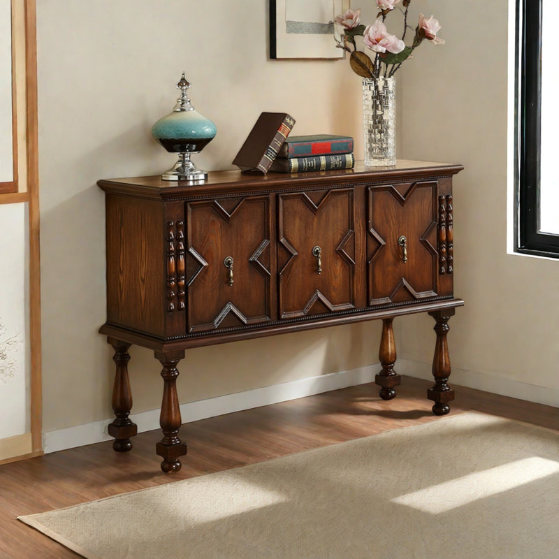 Retro Handcrafted Solid Wood Sideboard