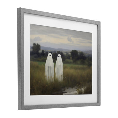 Ghost Duo in Field Framed Print Under Glass, design by LSR Design Studio