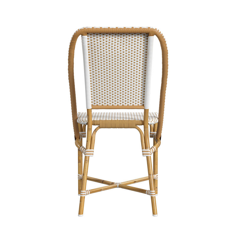 Tobias Outdoor Rattan Dining Chair, White/Beige