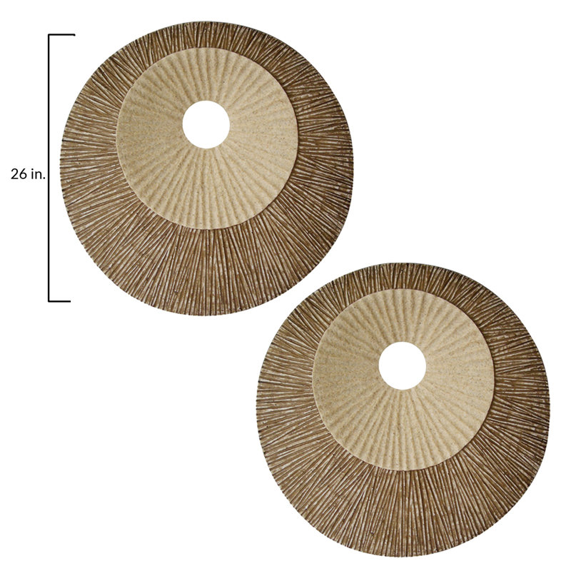 Ensemble de décoration murale ronde double couche, H 26 po x l 26 po x P 2 po, Brun