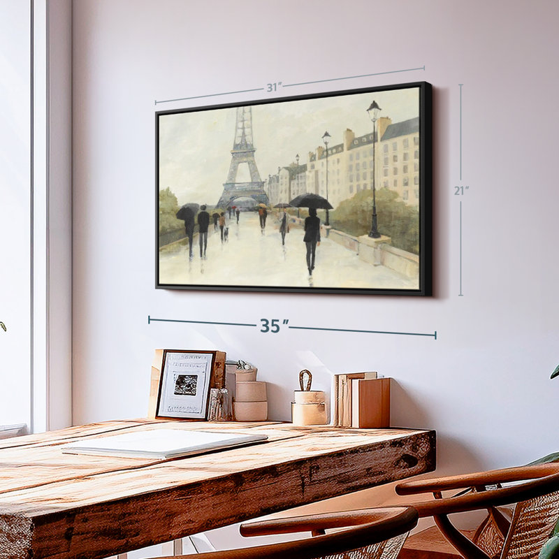 Eiffel sur toile sous la pluie, H 21 po x l 31 po