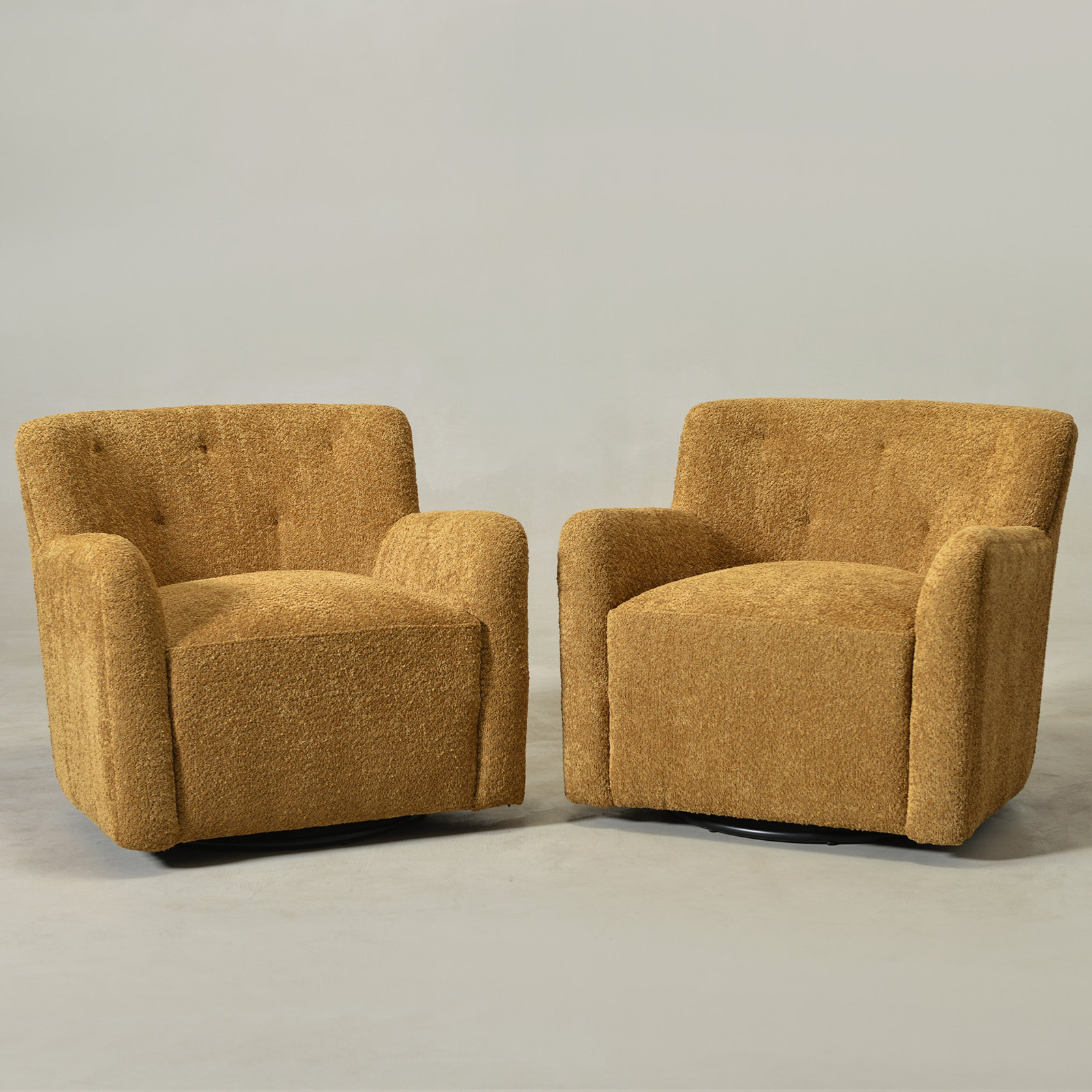 Fae Pine Swivel Accent Chair, Golden Ochre Textured Chenille