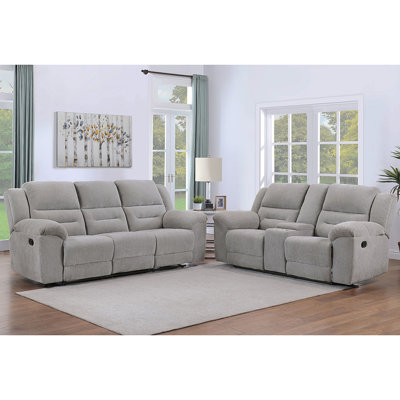Sebring Grey 2-Piece Upholstered Reclining Sofa Set