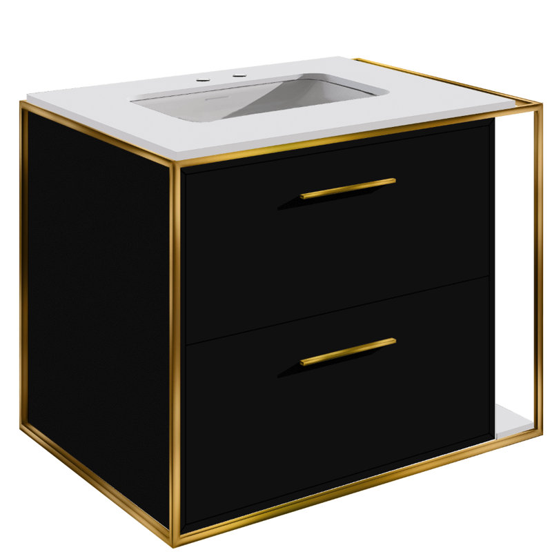 Linea 24" Vanity Base, Double, Brass, Cloud