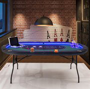 Foldable 10 Player Poker Table Casino Texas Holdem W/ Led Lights Usb Ports
