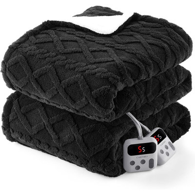 Heated Throw Blanket - Thick Tufted Sherpa Electric Blanket Throw with 10 Heating Levels and 10 Time Settings, ETL Certified Machine Washable Fast Heating Blanket Throw 50"×60", Off White