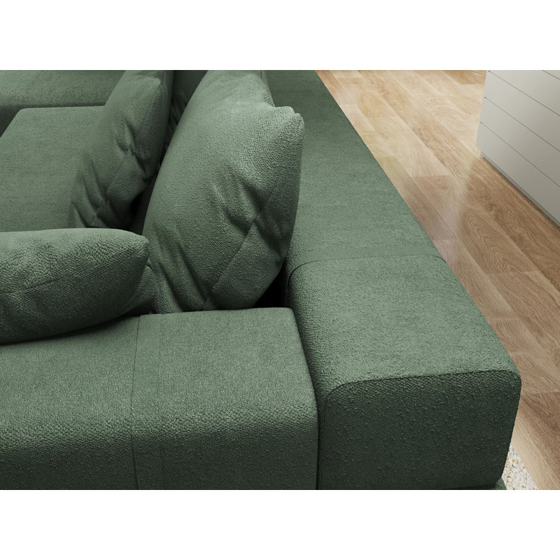Canapé modulaire 2 pièces Boneless, Chenille verte, Orienté à droite