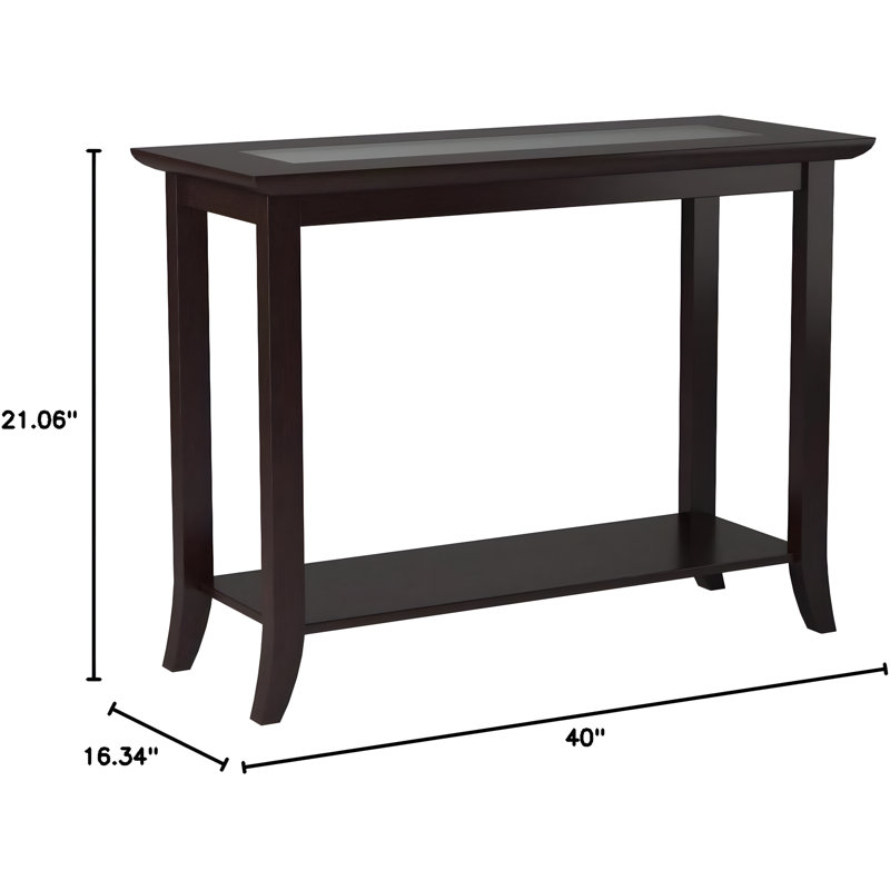 Table d'appoint avec plateau en verre biseauté, structure en bois et tablette