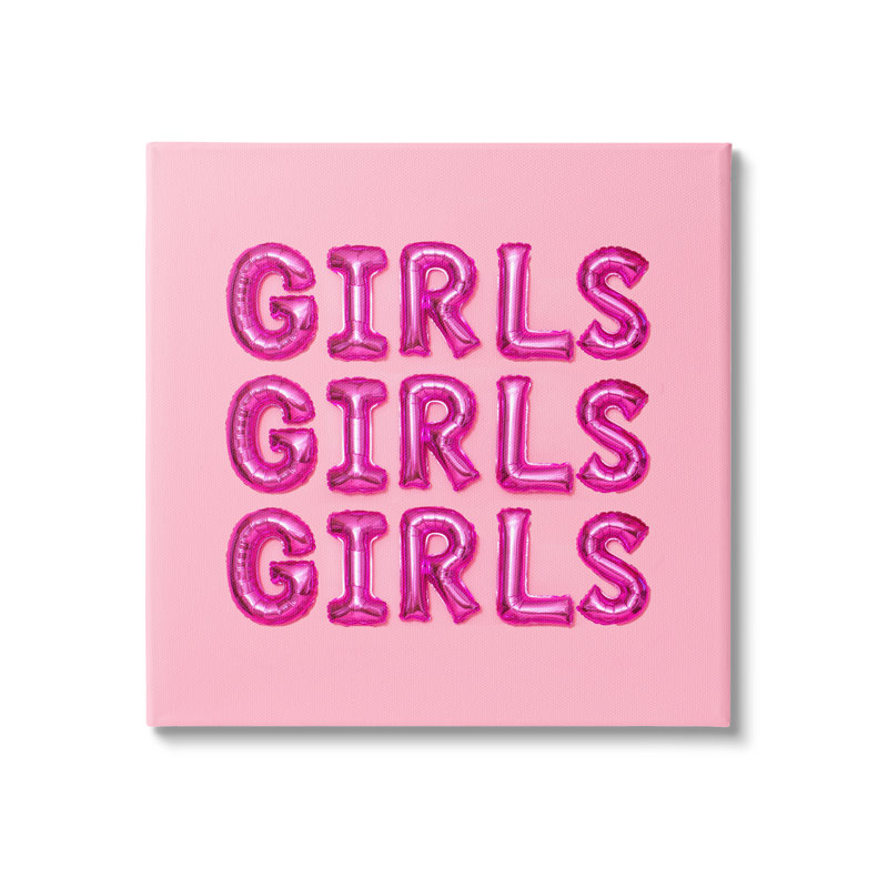 «Pink Girls Balloon Letters» par Lish Creative, H 24 po x l 24 po x P 1,5 po