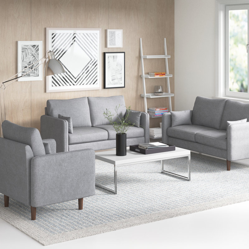 Espey 3 - Piece Living Room Set, Light Gray Polyester