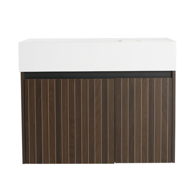 30 Inch Bathroom Cabinet, Resin Sink, 45 Beveled Handle, Contemporary Style For Bathrooms Vanity With Plywood Construction,
