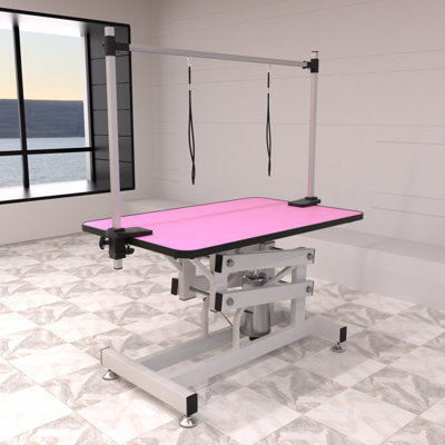 42.5inch Hydraulic Pet Grooming Table With "h" Arm Pink