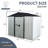 Outdoor Metal Storage Shed 8Ft X 4Ft - White & Black. Galvanized Iron Frame. Spacious For Equipment. Sloped Roof Lockable Door. Ventilated Interior. Includes Foundation, Anchors, Hooks, Shelf, Lock-125340233