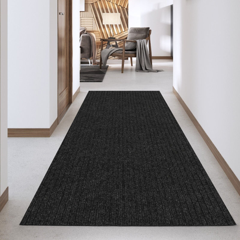 Tapis de couloir pour couloir ou cuisine, petit tapis à rayures noir 2 pi x 7 pi, Tapis de couloir 6 pi x 39 pi