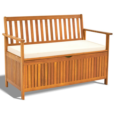 Grand banc de rangement en bois d'acacia