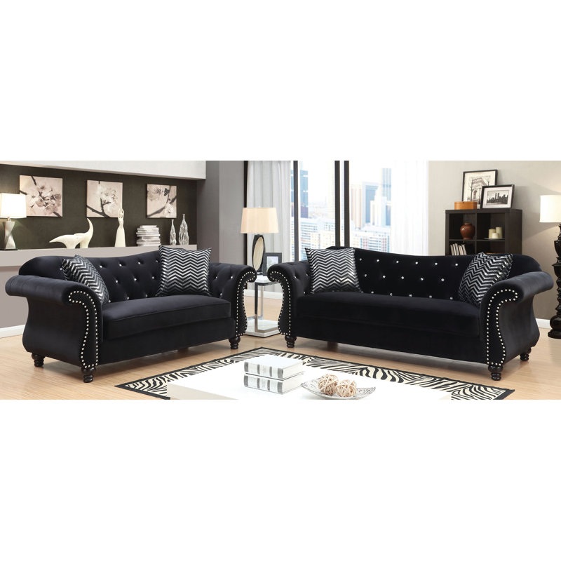 Causeuse Tabitha, Mélange de polyester noir