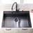 36 Inch Gunmetal Black Drop In Workstation Kithchen Sink -36 "X 22" 16 Gauge Topmount Drop In Single Bowl Stainless Steel Kitchen Sink With Accessories