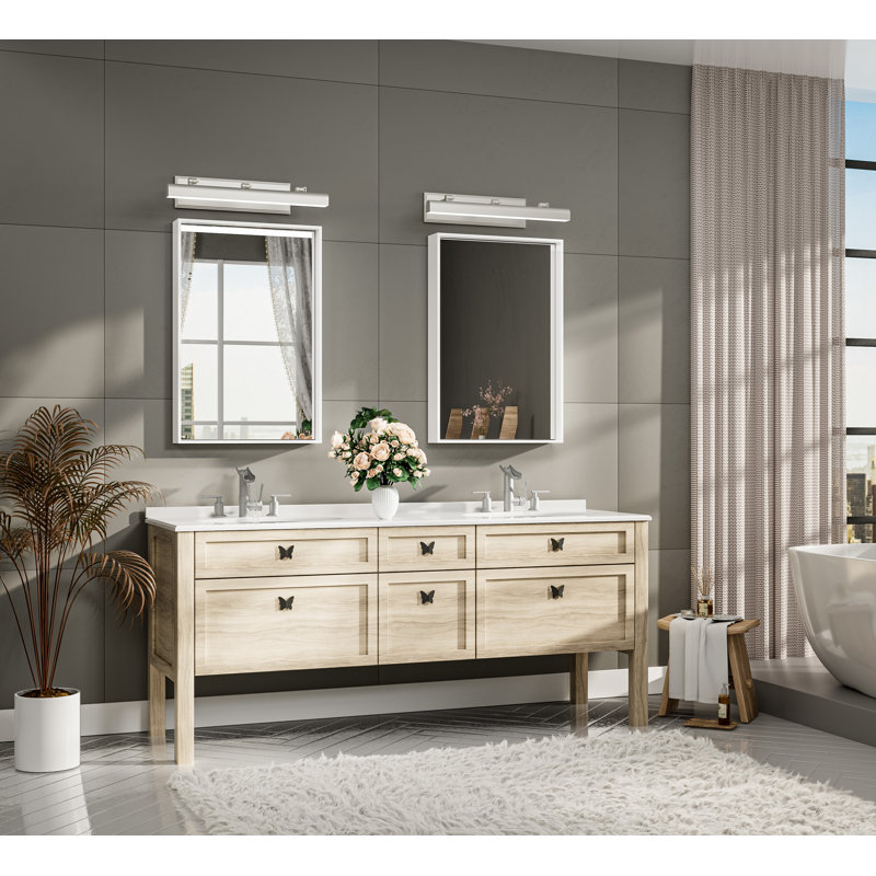 Miroir de vanité Stemn encadré / Miroir d'appoint, White, 24" x 16"