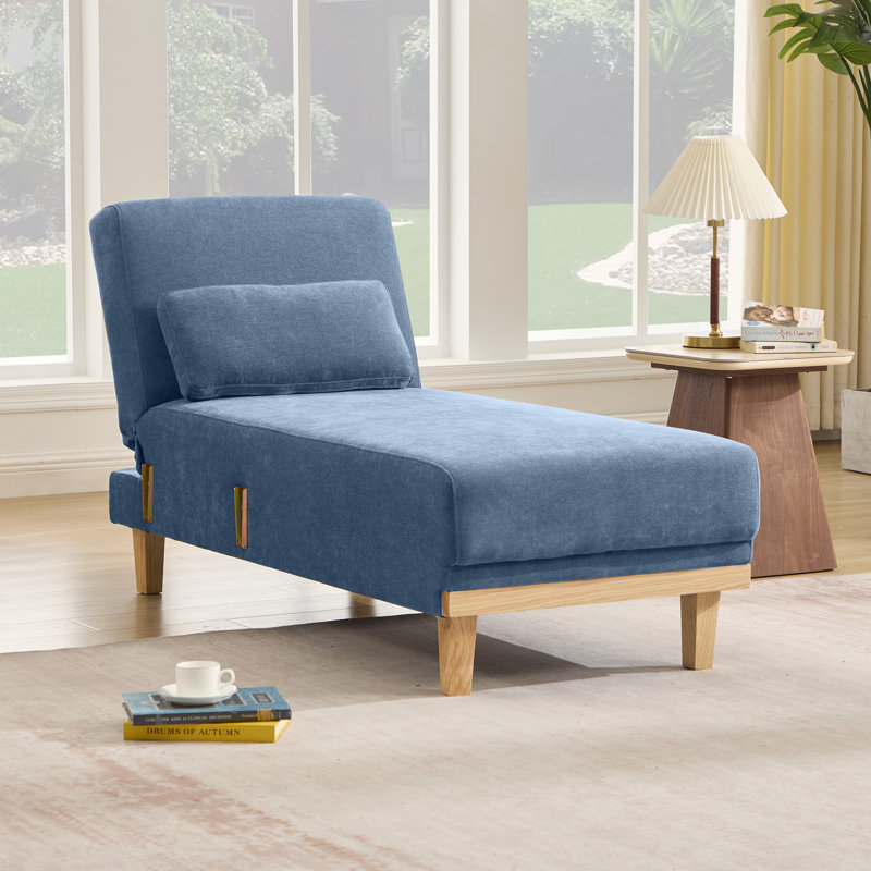Chaise longue en chenille de 62,2 po de hauteur, dossier réglable, Bleu