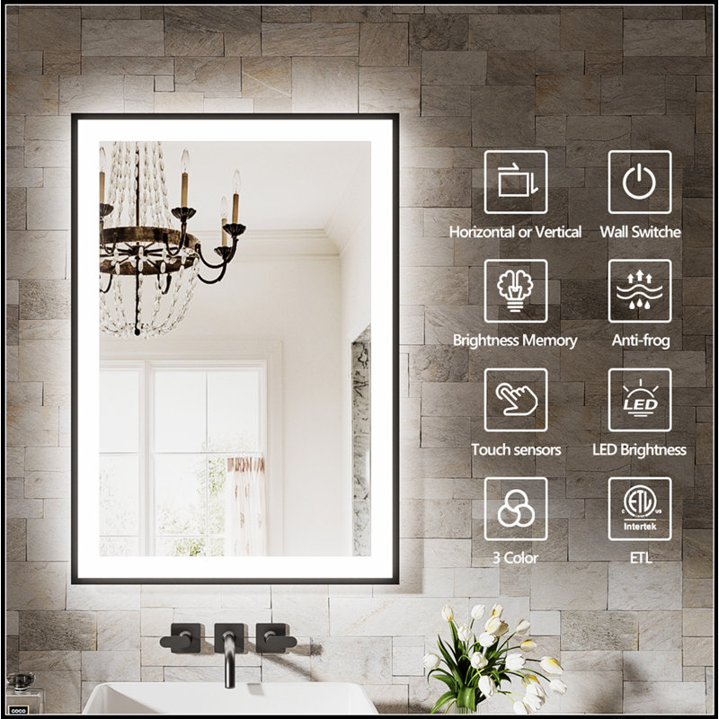 Frameless LED Smart Bathroom Mirror With Dimmable Lighting And Anti-Fog Function, Enhancing Modern Bathrooms With Style And Convenience.