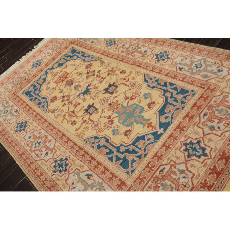 Tapis traditionnel Oushak en laine noué à la main 6 x 9