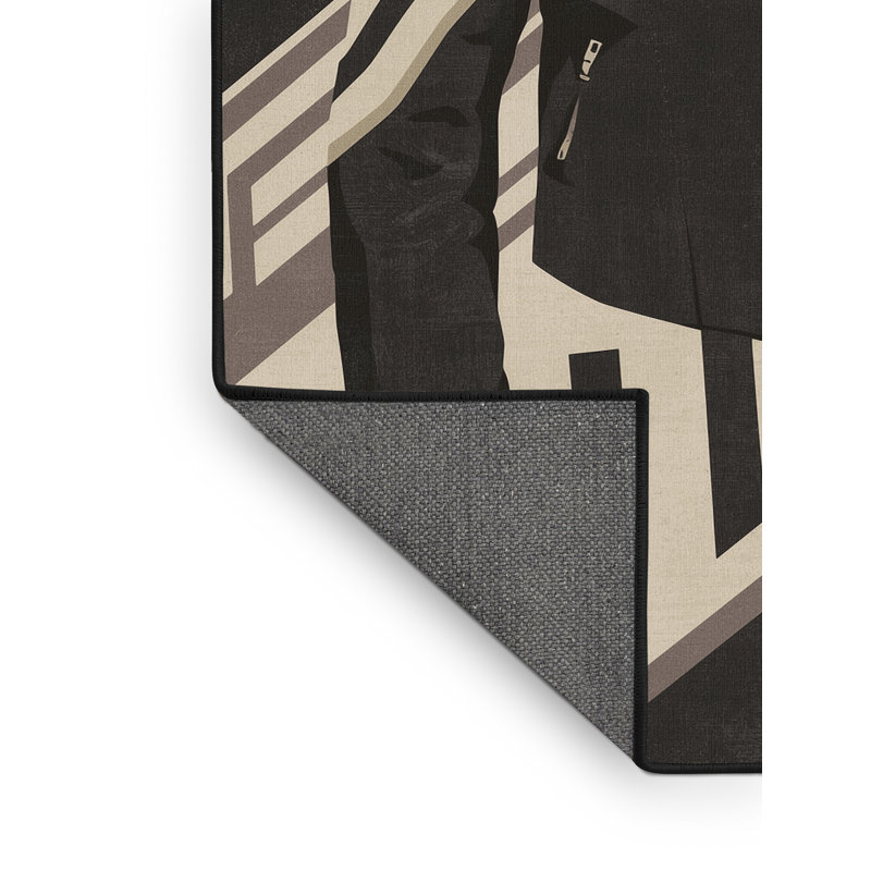 Tapis noir moelleux à motif de chevrons et de zigzags en peluche douce - reliure noire, 2 x 5