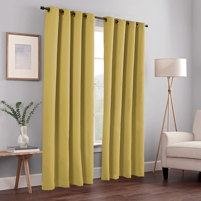 Blackout Curtain Pair, Jo Joba Yellow, 137.2cm W x 213.4cm L