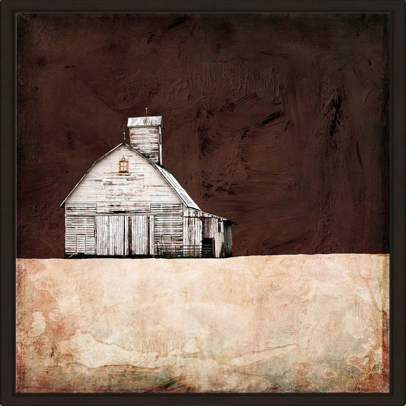 «Neutral Brown Farm», impression, H 21,5 po x l 21,5 po x P 2 po, Cadre flottant espresso