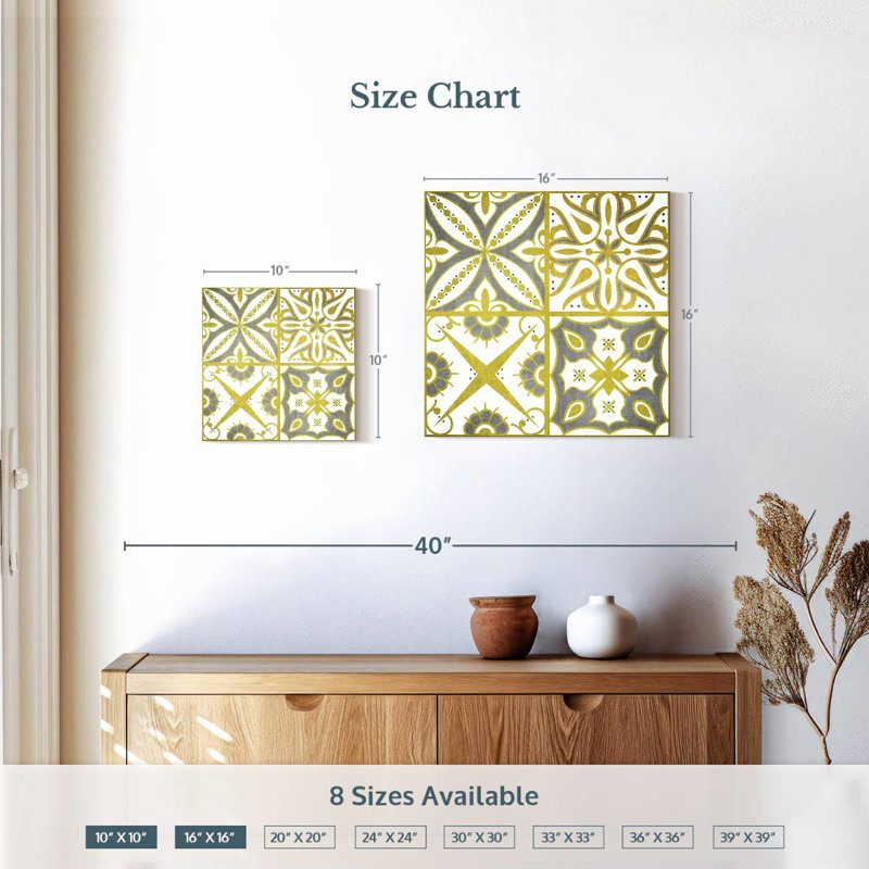 Lime Gold Azulejo Tiles, 16" H x 16" W