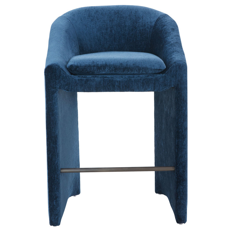 Kagan Chenille Counter Stool, Bar Stool (30.7" Seat Height), Navy