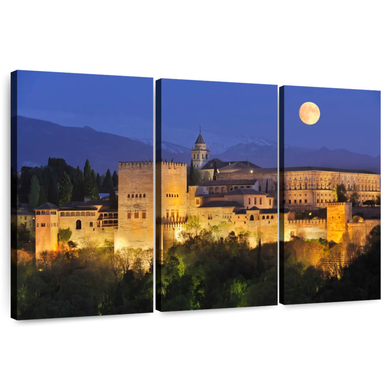 Rorry Full Moon At Alhambra Palace, 20" H x 33" W