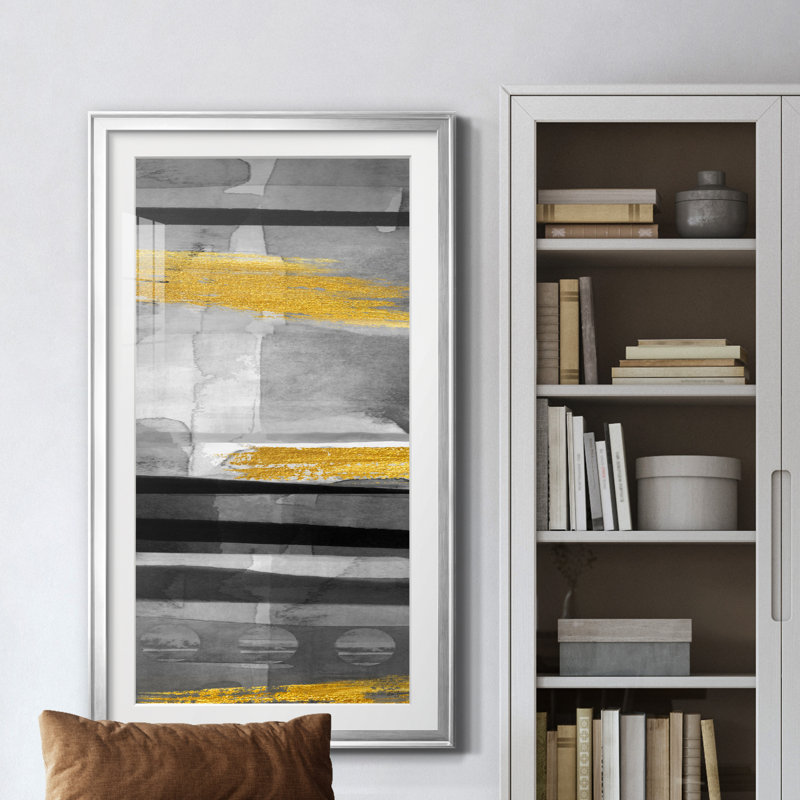 Layers of Time I - Peinture encadrée, Argent, H 10,5 po x l 18,5 po x P 1,5 po