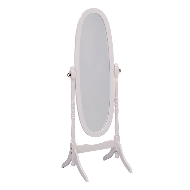 58,04 po Grand miroir de plancher ovale en bois blanc - élégant et pratique pour tout espace intérieur polyvalent