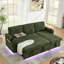 Lit escamotable en chenille avec table rétractable, éclairage décoratif à DEL, ports, porte-gobelets et rangement pour une table d'ordinateur portable multifonctionnelle pour une maison familiale-1433605277
