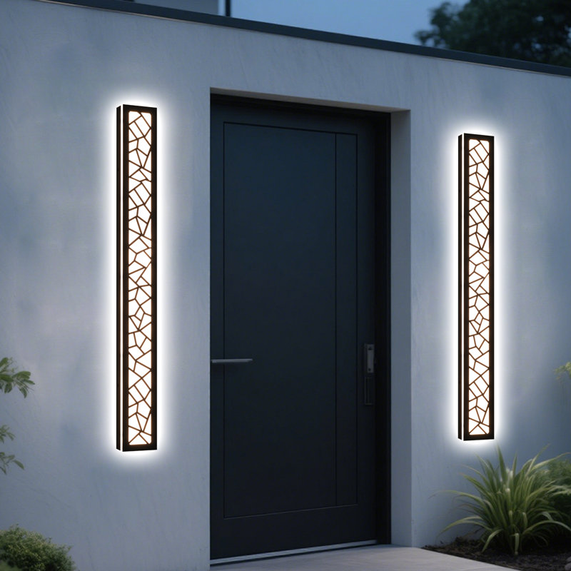 40Inch-Modern Outdoor Wall Sconce, Black LED Exterior Wall Light With Acrylic, Waterproof IP65 For Porch, Garage, Patio, And Entryway, Dusk To Dawn Sensor Included