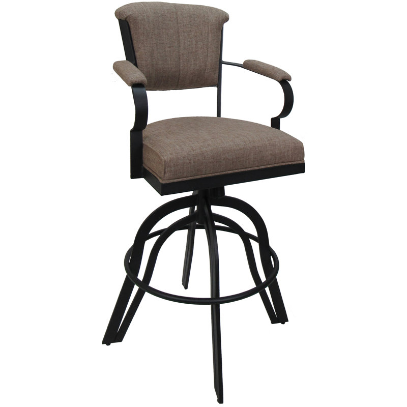 Raddie Swivel Metal Bar Stool 30" Seat, Beige, Black