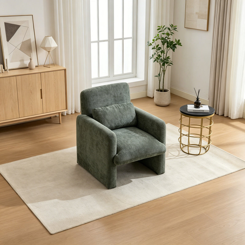 Upholstered Armchair with pillow, Antique Green