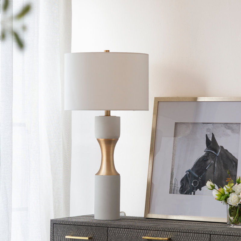Lampe de table en ciment 15 po x 15 po x 15 po, lampe de table chic contemporaine