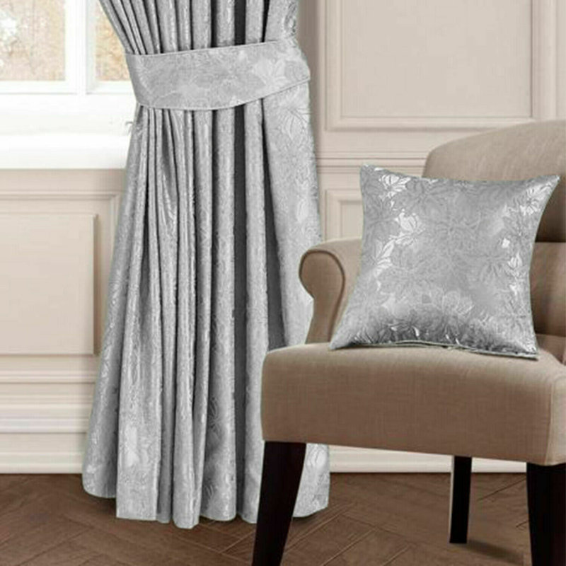 Itzel Floral Square Throw Pillow Cover, 56cm H x 56cm W x 1cm D, Silver