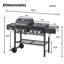 Combinaison de barbecue au gaz 3 en 1 avec plaque chauffante, 6 brûleurs de 56 000 Btu avec brûleur latéral, barbecue émaillé avec tablettes de rangement