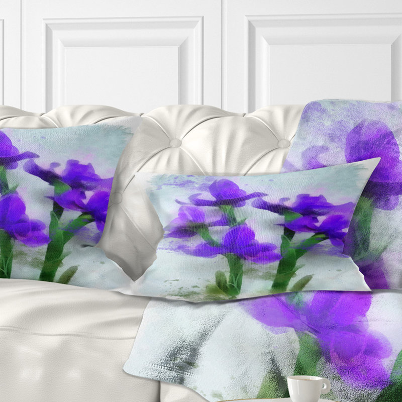 Coussin lombaire en aquarelle irises floral